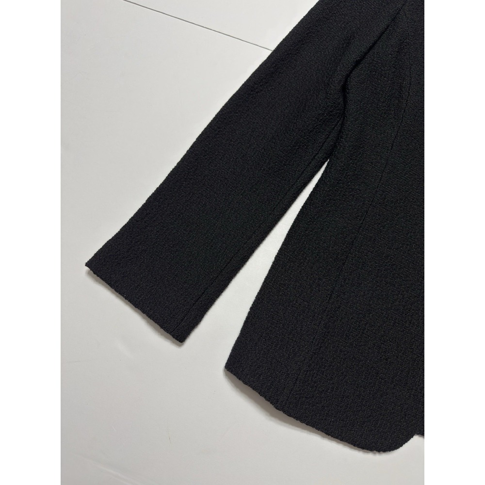 St. John Textured Knit One Button Blazer Jacket Satin Collar Sz 6 Designer USA - Picture 4 of 11